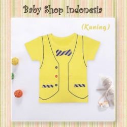 large LK166 Tshirt Bayi Cowok Kaos Anak Murah Tshirt Anak Adem Gambar Rompi Dasi Kuning